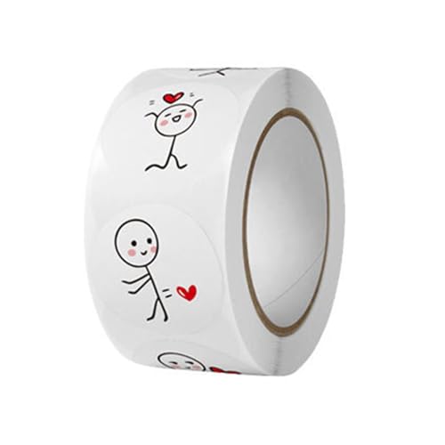 CHIZISX Valentinstag-Herz-Aufkleber, dekorative Aufkleber, Etiketten für Jubiläen, Hochzeit (500 Stück/Rolle) Geschenke von CHIZISX