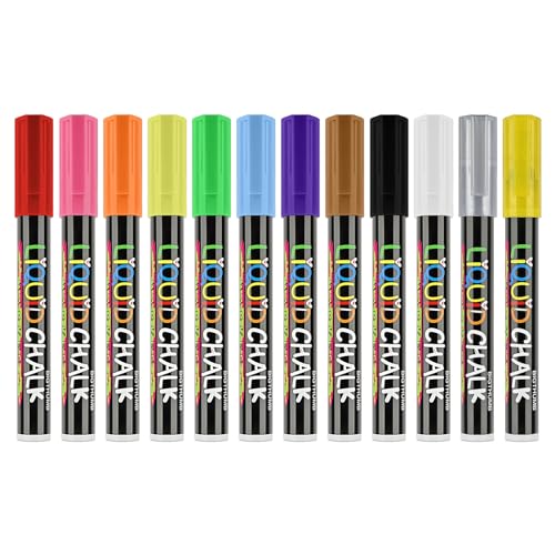 CHIZISX Whiteboard-Marker, 12 Farben, radierbar für Schule, Whiteboard-Marker, farbige Kreidetafel-Stift von CHIZISX