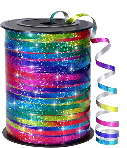 CHJENYI 450 Meter/500 Yard Schleifenband, Balloon Ribbon Curling Band-Ballon Schnur,Geschenkband,Weihnachten Neujahr Partydeko,Basteln, Hochzeitsdeko,Geschenkverpackung (Chromatisch) von CHJENYI