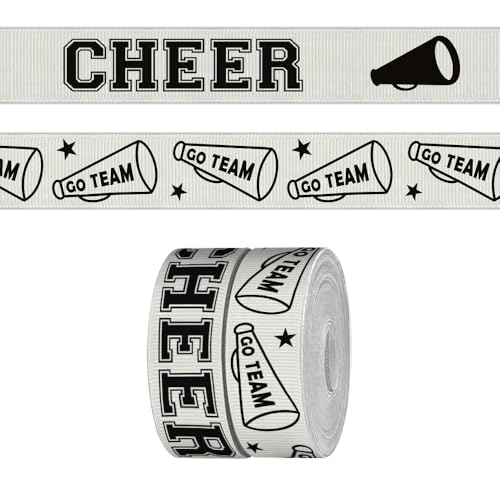 2 Rollen 6 Meter Sport Cheerleading Band zum Basteln Nähen 2,2 cm weiß schwarz Ripsbänder für Geschenkverpackungen, Ballspiel Cheers Bänder für Haarschleife Cheerleader Zubehör von CHMOART