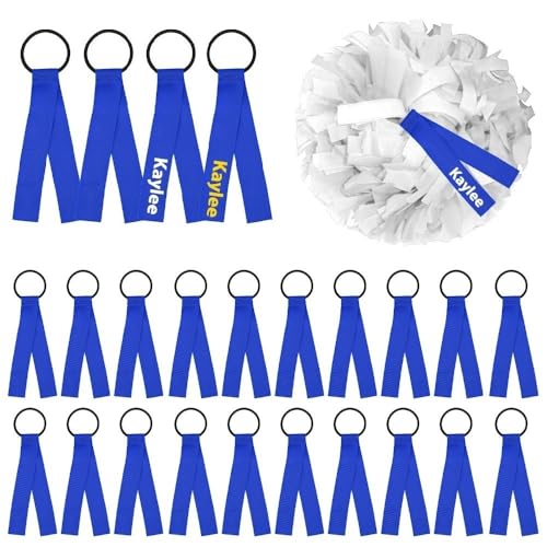 Cheerleader Pom Poms Tags Blue Cheerleading Namensschilder Bänder Personalisierte Cheer Pom Tags Reisekoffer-Etiketten für Rucksack, Taschen, Schlüsselanhänger, 24 Stück von CHMOART