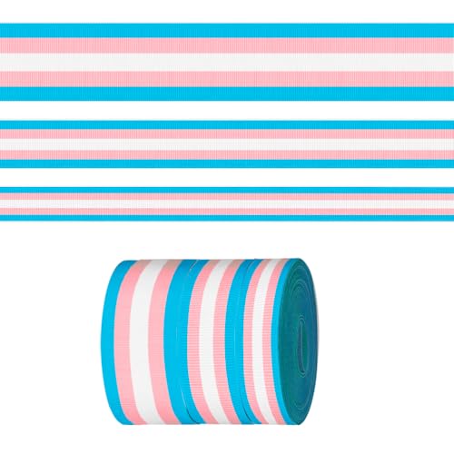 LGBTQ Stripes Transgender-Band zum Basteln und Nähen, Regenbogen-Ripsbänder für Geschenkverpackungen, Transgender-Pride-Bänder für Haarschleifen, 3 Rollen × 4,5 m von CHMOART