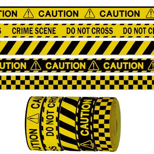 Ripsband mit Aufschrift "Caution Do Not Cross" zum Basteln, Nähen, 1,9 cm (3/5 Zoll) schwarz-gelbes Ripsband, Warnung, Sicherheitsstreifen, kariertes Band für Geschenkverpackungen, von CHMOART