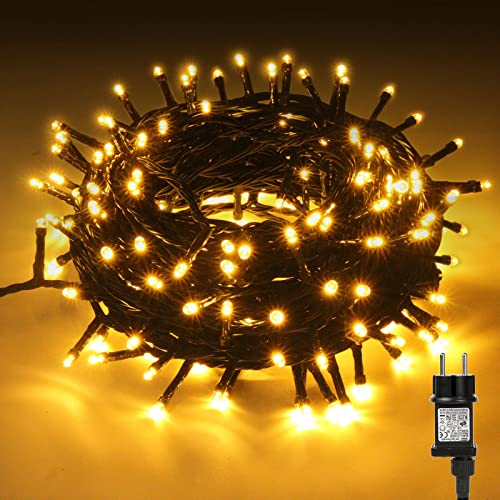 CHOIGN Lichterkette außen, 200 LED Lichterkette mit Stecker, 20M weihnachtsbeleuchtung außen and Innen für weihnachtsdeko aussen Garten Hochzeit Party Schlafzimmer Balkon Wand, Warmweiß von CHOIGN