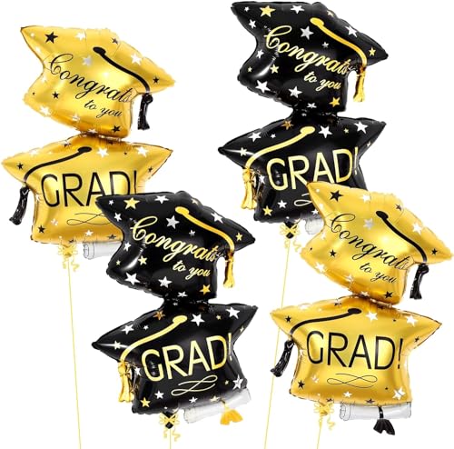 Abschlussfeier Luftballons Set, 4 Stück 32 Zoll Helium Ballons Graduation Deko Luftballons Groß, Congrats Grad Folienballon Abschluss Luftballon Schulabschluss für Abschlussfeier Party Dekorations von CHONGQILAO