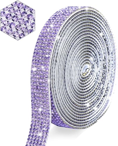 Strassband Selbstklebend, 1 Rolle Strass Bänder, Prickelnd Selbstklebend Diamant Band, Selbstklebend Aufkleber Strass, für DIY, Auto, Zuhause, Hochzeit, Party Dekoration (270cm) (Lila) von CHONGQILAO