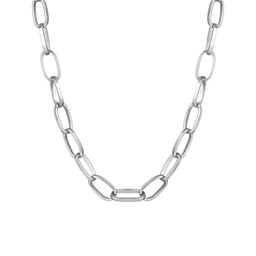 CHOUBAGUAI Große dicke Kette Choker Halskette Kette für Damen Herren asymmetrische Kette Glieder Halsketten Schmuck kubanische Gliederkette Silber von CHOUBAGUAI