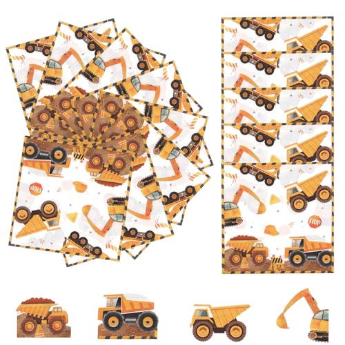 CHRI 40 Stück Servietten Bagger 33x33Cm Servietten Kindergeburtstag Einweg Servietten für Jungen/Mädchen Geburtstag Picknick Abendessen (40 Stück) von CHRI