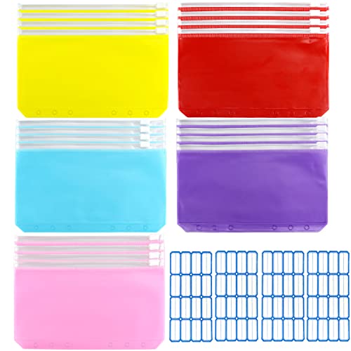 Binder Taschen A6 20 Stücke 6 Löcher Binder Taschen Kunststoff Bindertaschen Loseblatt Taschen Wasserdichter PVC Transparent Loseblatt Taschen für Budget Umschläge Planer Notizbuch Karten von CHRI