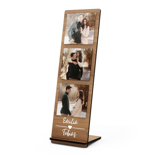 Edler Fotoständer aus Holz - Weihnachtsgeschenke für Freund Freundin Partner - personalisierte Geschenke für Familie Mama Papa Oma Opa - Fotoaufsteller Bilderrahmen Fotocollage gestalten von CHRISCK design