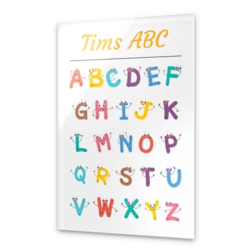 Personalisiertes ABC Poster Wandbild für Kinder - hochwertige Alternative zum Lernposter aus Hochglanz Acrylglas - perfekt zum Alphabet lernen - Lernposter Kinderzimmer o. Klassenzimmer-Dekoration von CHRISCK design