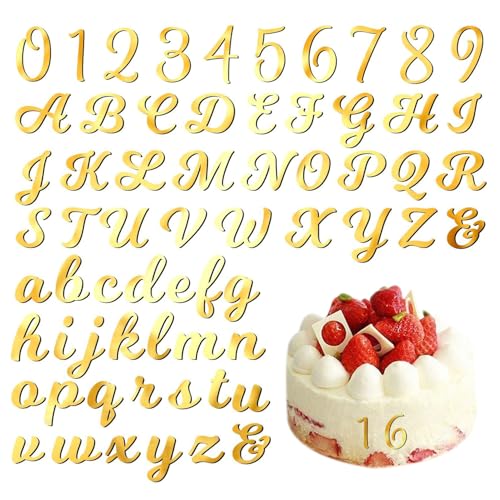 64 Stück Zahlen-Buchstaben-Kuchendekorationen, Acryldekorationen, Diy-Kuchendekorationszubehör, Partyzubehör von CHROMACRAFT