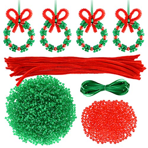 CHRORINE 30 Stück Weihnachts Perlen Ornament Set, Weihnachts Bastelkranz Perlen, Dreiförmige DIY Perlen zum Aufhängen am Weihnachtsbaum, Weihnachtsparty Dekoration von CHRORINE