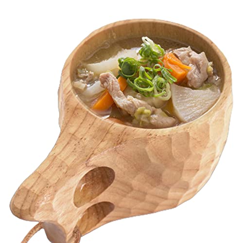 CHROX Kuksa Holzbecher, 200 ml, tragbar, Norddic Stil, handgefertigt, aus Holz, mit Lederband, für zu Hause von CHROX