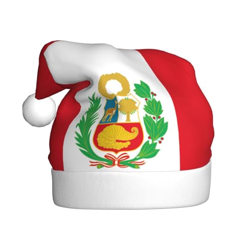 CHRYCM Festliche Weihnachtsmütze, langlebige Farbe, perfektes Accessoire für Feiertage, Erwachsenengröße Flagge von Peru von CHRYCM