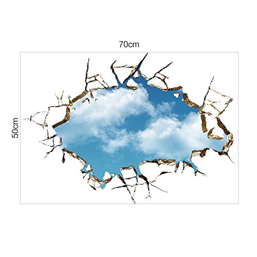 CHSLO 3D Broken Wall Blue Sky Aufkleber Schlafzimmer Wohnzimmer Hintergrund Abnehmbare Wand Sticker von CHSLO