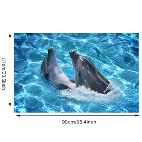 CHSLO 3D Ozean Delfin Wand Boden Aufkleber Wohnzimmer Schlafzimmer Abnehmbarer Dekorativer Aufkleber von CHSLO