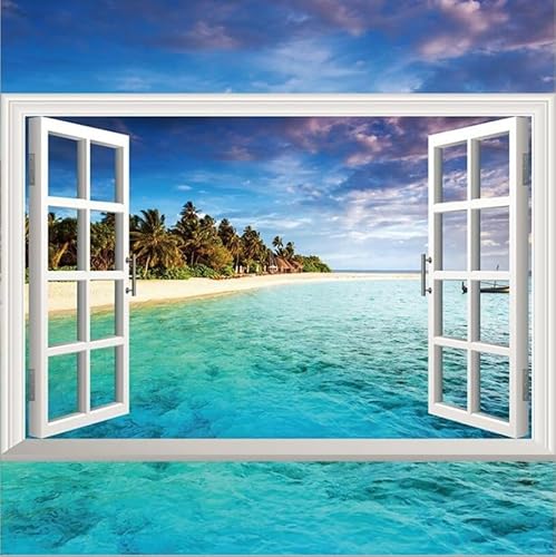 CHSLO 3D Stereoskopische Simulation Gefälschtes Fenster Landschaft Wandaufkleber Ozean Lavendel Blume Meer Sonnenblume Dekorative Wandaufkleber von CHSLO