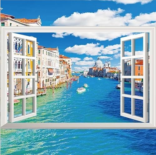 CHSLO 3D Stereoskopische Simulation Gefälschtes Fenster Landschaft Wandaufkleber Ozean Lavendel Blume Meer Sonnenblume Dekorative Wandaufkleber von CHSLO