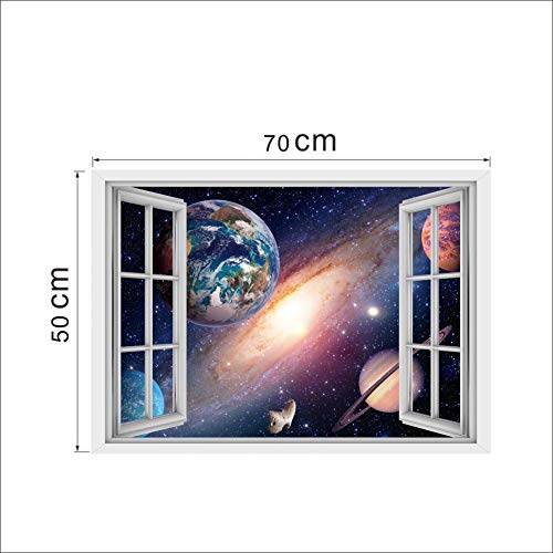 CHSLO 3D Sternenhimmel Planet gefälschte Fenster Wandaufkleber, Wohnzimmer, Schlafzimmer, Kinderzimmer, dekorative Aufkleber von CHSLO