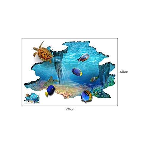 CHSLO 3D dreidimensionale Unterwasserwelt Boden Aufkleber, Wohnzimmer, Schlafzimmer, WC, Badezimmer Dekoration Aufkleber von CHSLO