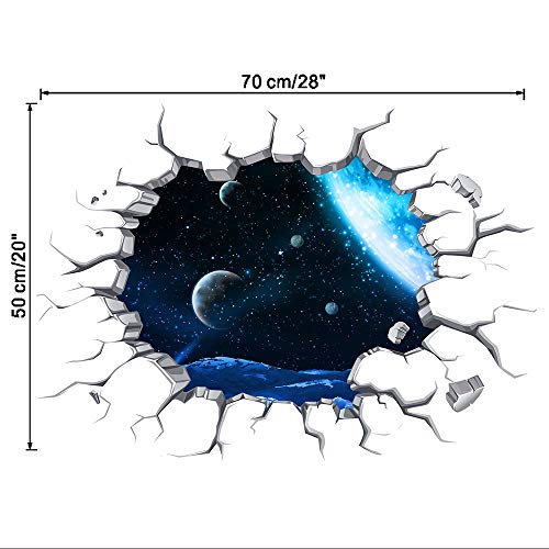 CHSLO 3D dreidimensionale gebrochene Wand Planet Sternenhimmel Wandaufkleber Wohnzimmer Kinderzimmer kann entfernt werden Aufkleber von CHSLO