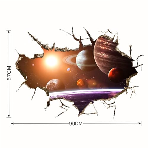 CHSLO 3D dreidimensionale gebrochene Wand Planet Sternenhimmel Wandaufkleber Wohnzimmer Schlafzimmer kann entfernt werden dekorativer Aufkleber von CHSLO