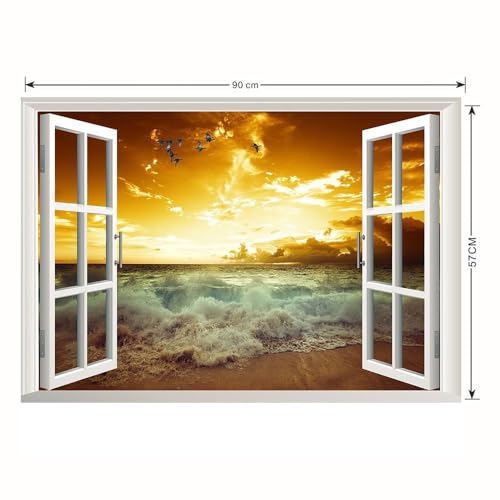 CHSLO 3D dreidimensionaler Sonnenuntergang Sonnenuntergang Strand dekorative Wandaufkleber Schlafzimmer Wohnzimmer abnehmbarer Aufkleber von CHSLO