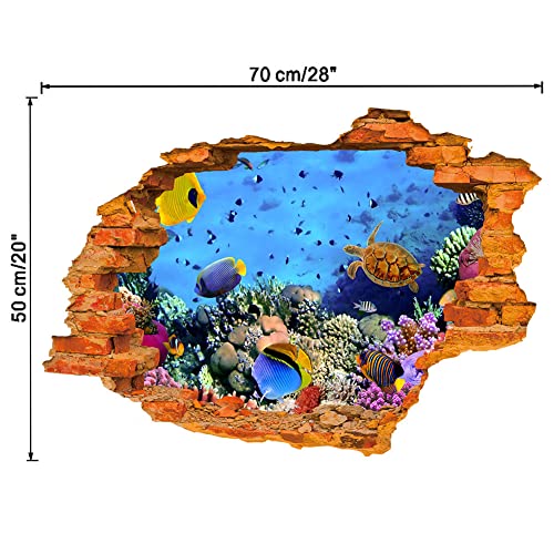 CHSLO 3D gebrochene Wand Meeresschildkröte dekorative Wandaufkleber, Schlafzimmer Wohnzimmer abnehmbarer Aufkleber von CHSLO