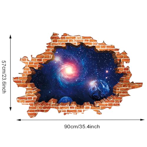 CHSLO 3D stereoskopische zerbrochene Wand, Galaxie Sternenhimmel, Planet Wandaufkleber, Wohnzimmer Schlafzimmer Dekoration Aufkleber von CHSLO