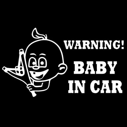 CHSLO Autoaufkleber 18,7 * 10,8 CM WARNUNG! BABY IN CAR Vinyl Auto Aufkleber Aufkleber Lustiges Auto Heckscheibe Zubehör Schwarz/Silber von CHSLO