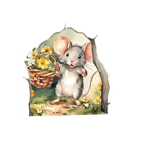 CHSLO Autoaufkleber Cartoon Maus Loch Wandaufkleber Kinder Schlafzimmer Fußleiste Heimdekoration Lustige Wandtattoos Diy Ratte Tier Wandbild Kunst von CHSLO