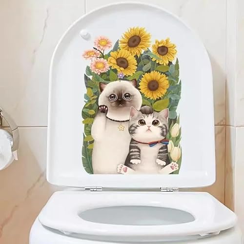 CHSLO Autoaufkleber Cartoon Niedliche Katze Wc Aufkleber Badezimmer Wc Abdeckung Aufkleber Wandaufkleber Wc Für Home Decoration von CHSLO