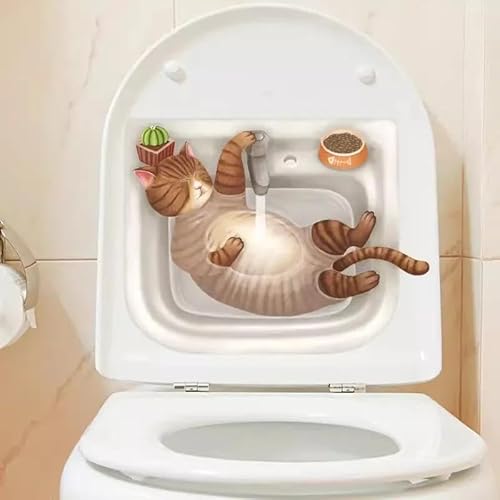 CHSLO Autoaufkleber Cartoon Niedliche Katze Wc Aufkleber Badezimmer Wc Abdeckung Aufkleber Wandaufkleber Wc Für Home Decoration von CHSLO