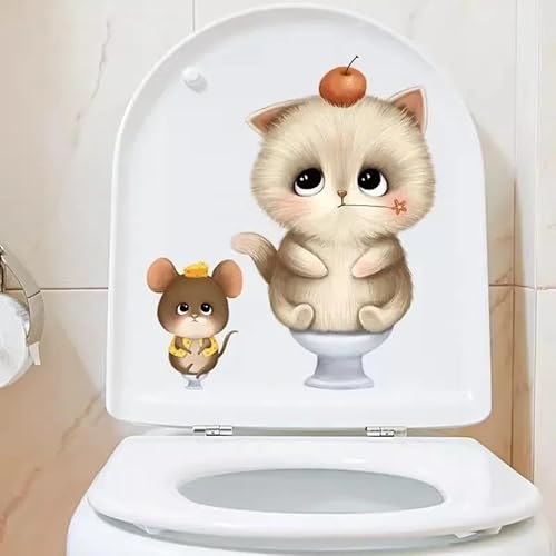 CHSLO Autoaufkleber Cartoon Niedliche Katze Wc Aufkleber Badezimmer Wc Abdeckung Aufkleber Wandaufkleber Wc Für Home Decoration von CHSLO