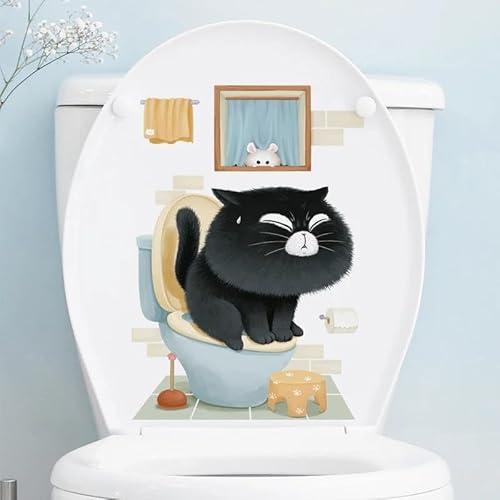 CHSLO Autoaufkleber Cartoon Niedliche Katze Wc Aufkleber Badezimmer Wc Abdeckung Aufkleber Wandaufkleber Wc Für Home Decoration von CHSLO