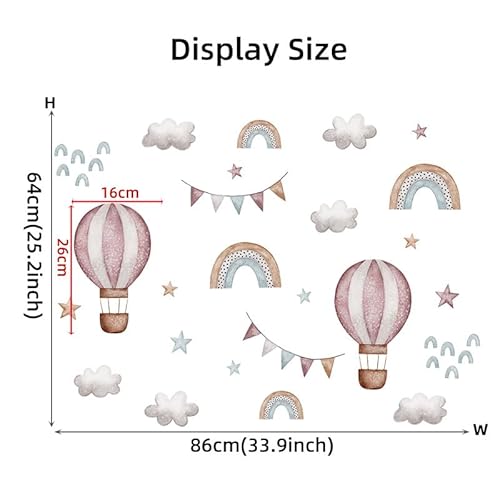 CHSLO Cartoon Blumen, Heißluftballon, selbstklebende Wandaufkleber, schöne Schmetterlinge, Wohnzimmer, Kinderzimmer, Kindergartenklassenzimmer, dekorative Aufkleber von CHSLO