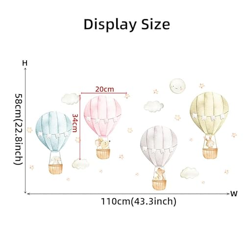 CHSLO Cartoon Blumen, Heißluftballon, selbstklebende Wandaufkleber, schöne Schmetterlinge, Wohnzimmer, Kinderzimmer, Kindergartenklassenzimmer, dekorative Aufkleber von CHSLO