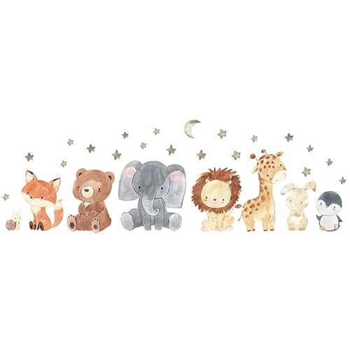 CHSLO Cartoon Heilung Vieh, Löwe, Elefant, Giraffe, selbstklebender Wandaufkleber, Kinderzimmer Dekoration Aufkleber von CHSLO