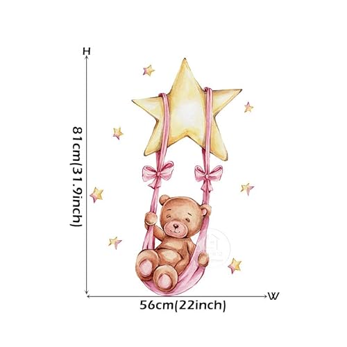 CHSLO Cartoon ins, Wind, Mond, Sterne, süße Bären, selbstklebende Wandaufkleber, Zuhause Kinderzimmer Dekoration Aufkleber von CHSLO