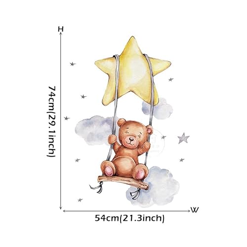 CHSLO Cartoon ins, Wind, Mond, Sterne, süße Bären, selbstklebende Wandaufkleber, Zuhause Kinderzimmer Dekoration Aufkleber von CHSLO