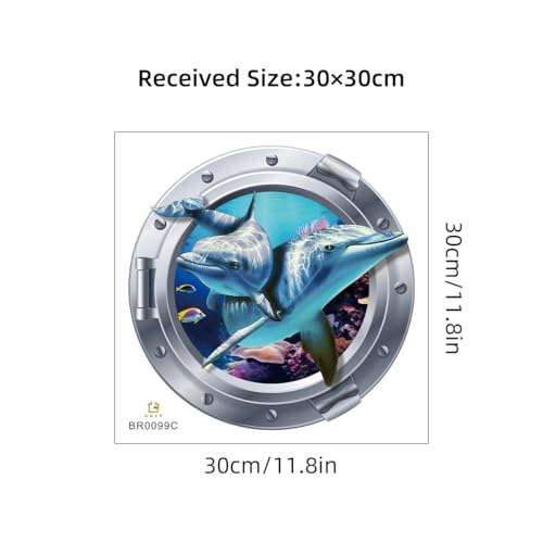 CHSLO Delphin 3D Kreatives Foto Metallic Geschlossene Tauchkabine Selbstklebende Kunst Aufkleber Home Decoration Aufkleber von CHSLO