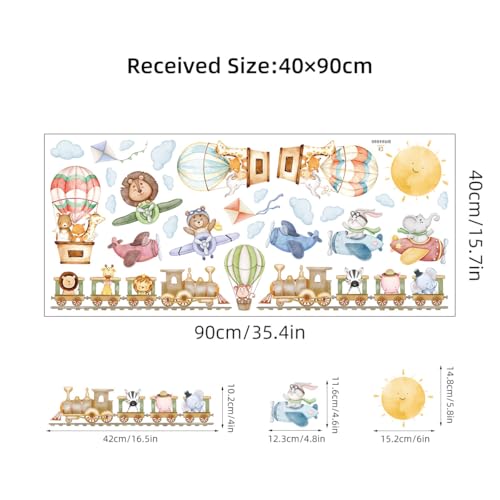 CHSLO Karikatur niedlich Löwe Bär Kaninchen Flugzeug Zug Wandaufkleber Schlafzimmer Wohnzimmer Kindergarten Dekoration Aufkleber von CHSLO