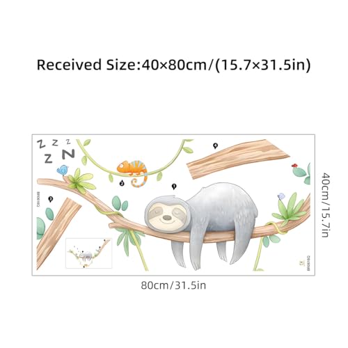 CHSLO Niedlich schlafendes kleines Faultier Chamäleon selbstklebende Wandaufkleber Cartoon Kinderzimmer Kindergarten Dekoration Aufkleber von CHSLO