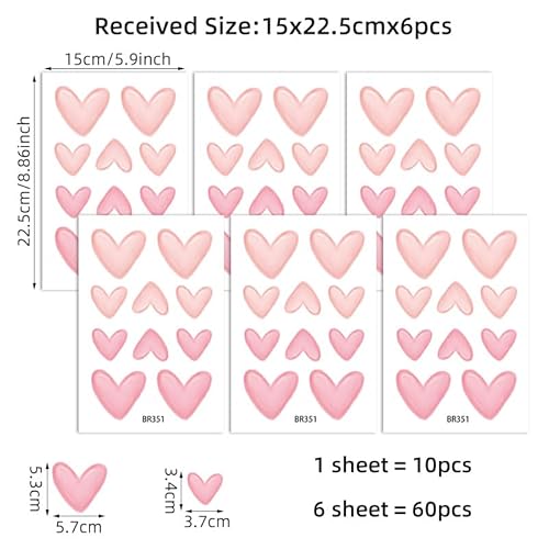 CHSLO Niedliche mädchenhafte rosa Liebesherz selbstklebende Wandaufkleber für zu Hause, Schlafzimmer, Kinderzimmer, Wanddekoration Aufkleber von CHSLO