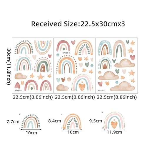 CHSLO Regenbogen Wandaufkleber Boho Wind Sterne Wolke Kinderzimmer Wand selbstklebende Heimdekoration Aufkleber von CHSLO