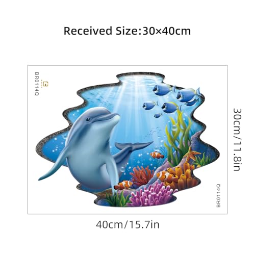 CHSLO Sea World 3D Visual Photo Dolphin selbstklebende Wandaufkleber für Schlafzimmer, Wohnzimmer, Badezimmer, dekorative Aufkleber von CHSLO