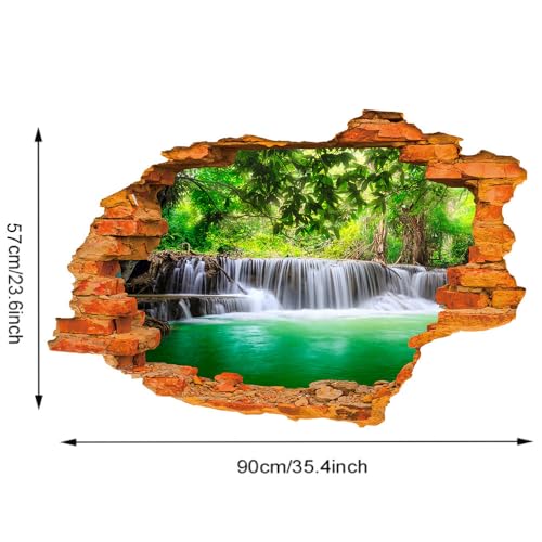 CHSLO Zerbrochene Wandlandschaft Wasserfall Wandaufkleber Wohnzimmer Schlafzimmer selbstklebende dreidimensionale 3D-Dekorationsmalerei von CHSLO