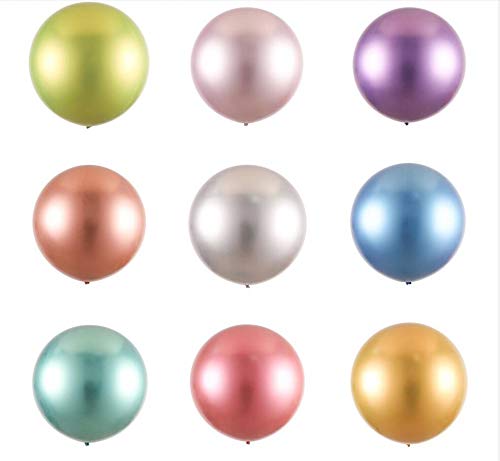 CHSYOO 100 x 5 Zoll Metallisch ballons, 9 Farben Latex Luftballons Dekoration für Hochzeit Geburtstag Kinder Party, Lila Rot Blau Silber Grün Gold Roségold Hellgrün Licht Lila von CHSYOO