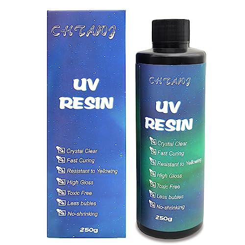 UV Harz 250g kristallklar,UV-Härtung, DIY Kunst Anhänger, Ohrringe, Halsketten, Armbänder,epoxidharz zubehör, UV Kleber, uv harz für Schmuckherstellung von CHTAWJ